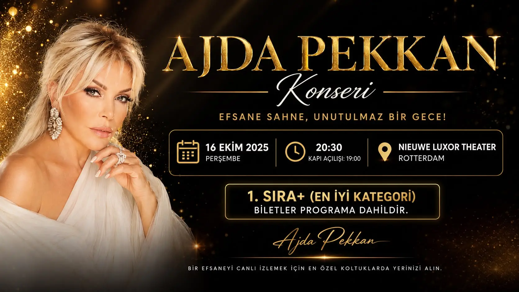 AMSTERDAM TURU AJDA PEKKAN KONSERİ ÖZEL TÜRK HAVA YOLLARI İLE 3 GECE